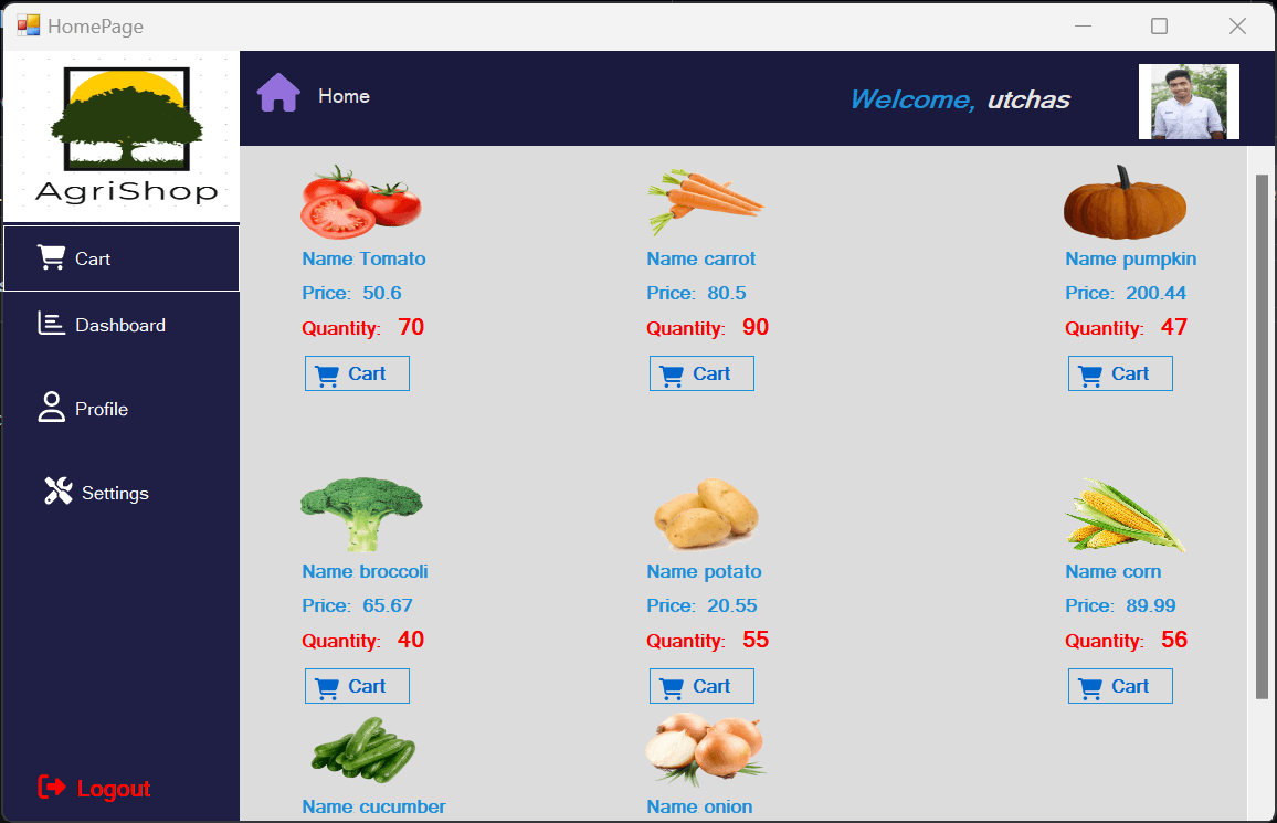 Agri-Shop project screenshot